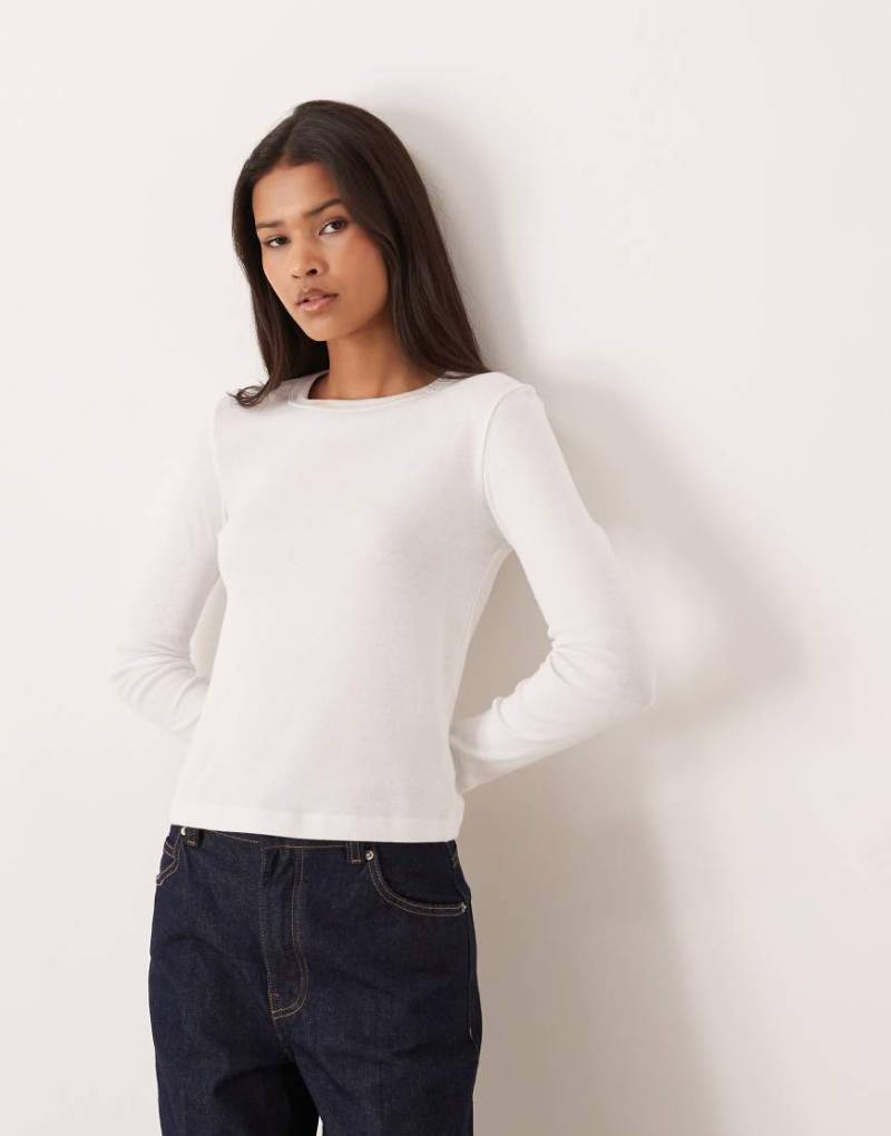 Mango - Langärmliges Oberteil aus 100% Baumwolle in Weiß von Mango