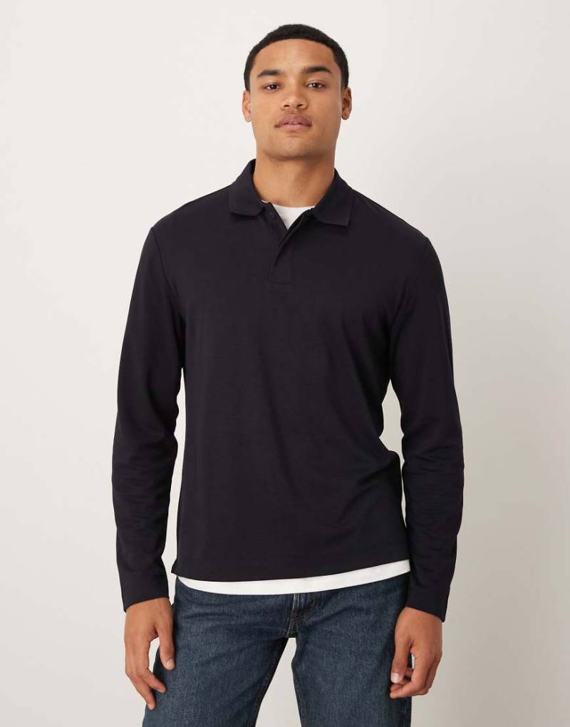 Mango - Langärmliges Polo-Oberteil in Marineblau von Mango