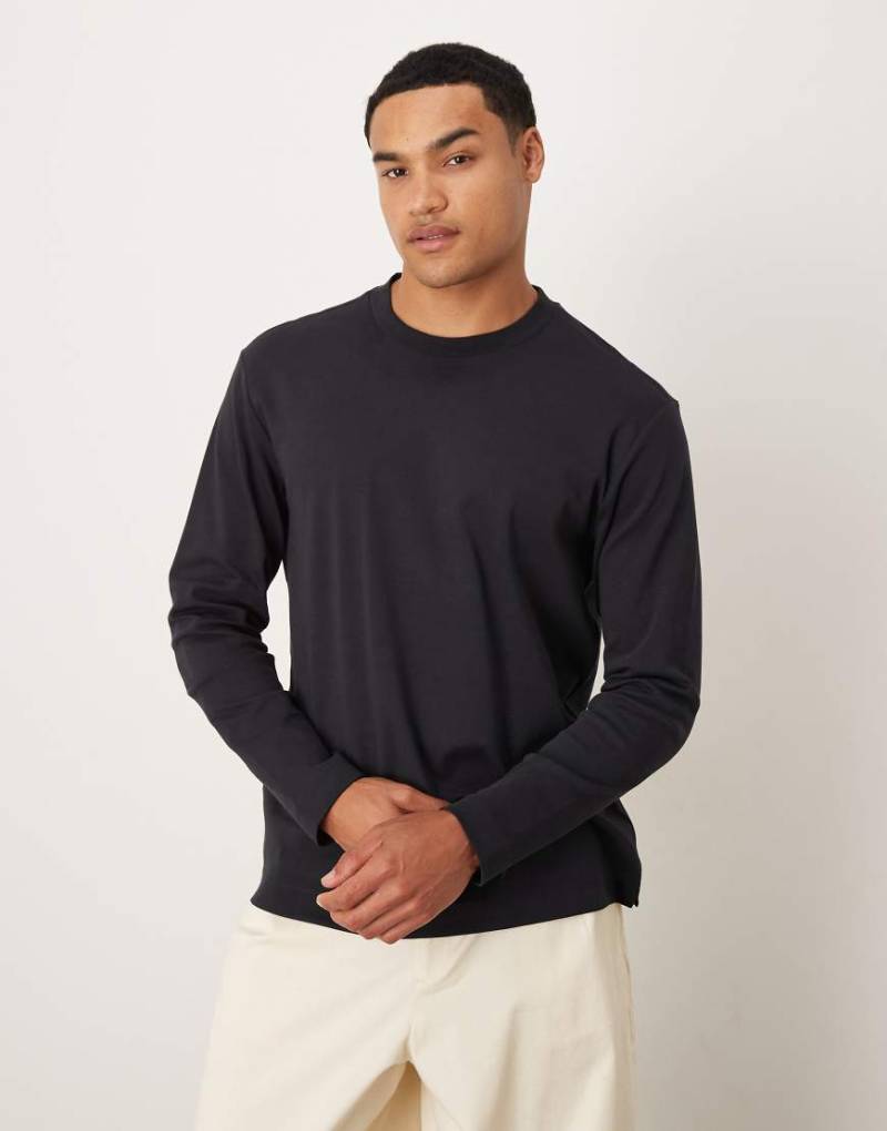 Mango - Langärmliges T-Shirt aus Baumwolle in Marineblau von Mango