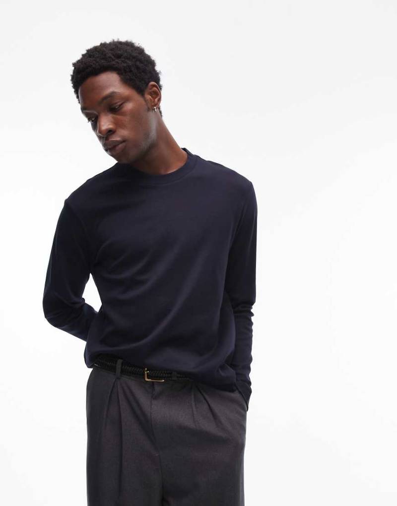 Mango - Langärmliges T-Shirt in Marineblau von Mango