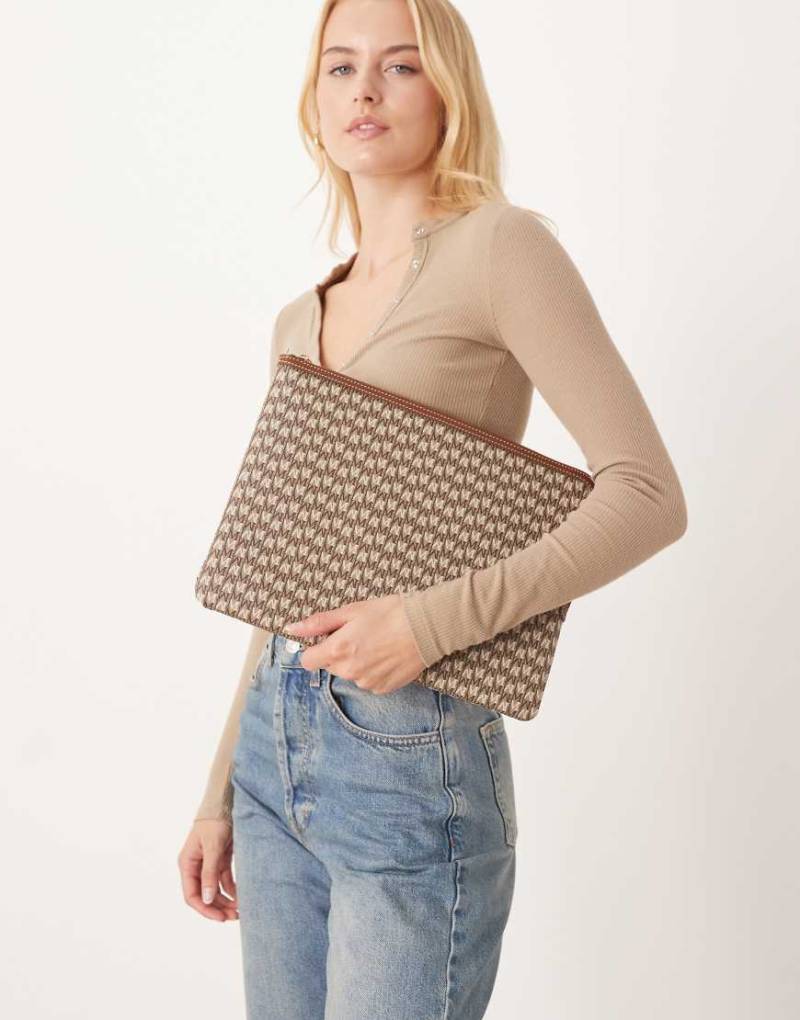 Mango - Laptop-Tasche mit Monogramm-Muster-Brown von Mango