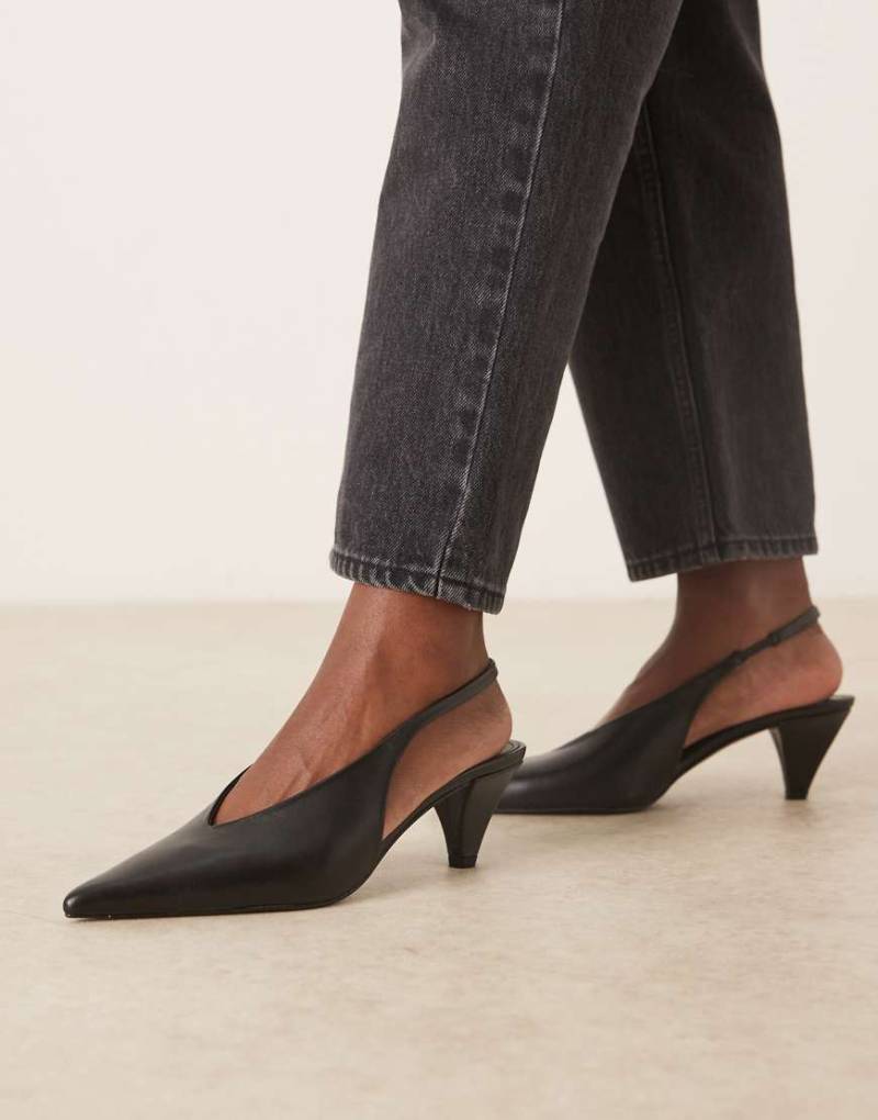 Mango - Lederschuhe in Schwarz mit Fersenriemen und spitzem Absatz von Mango