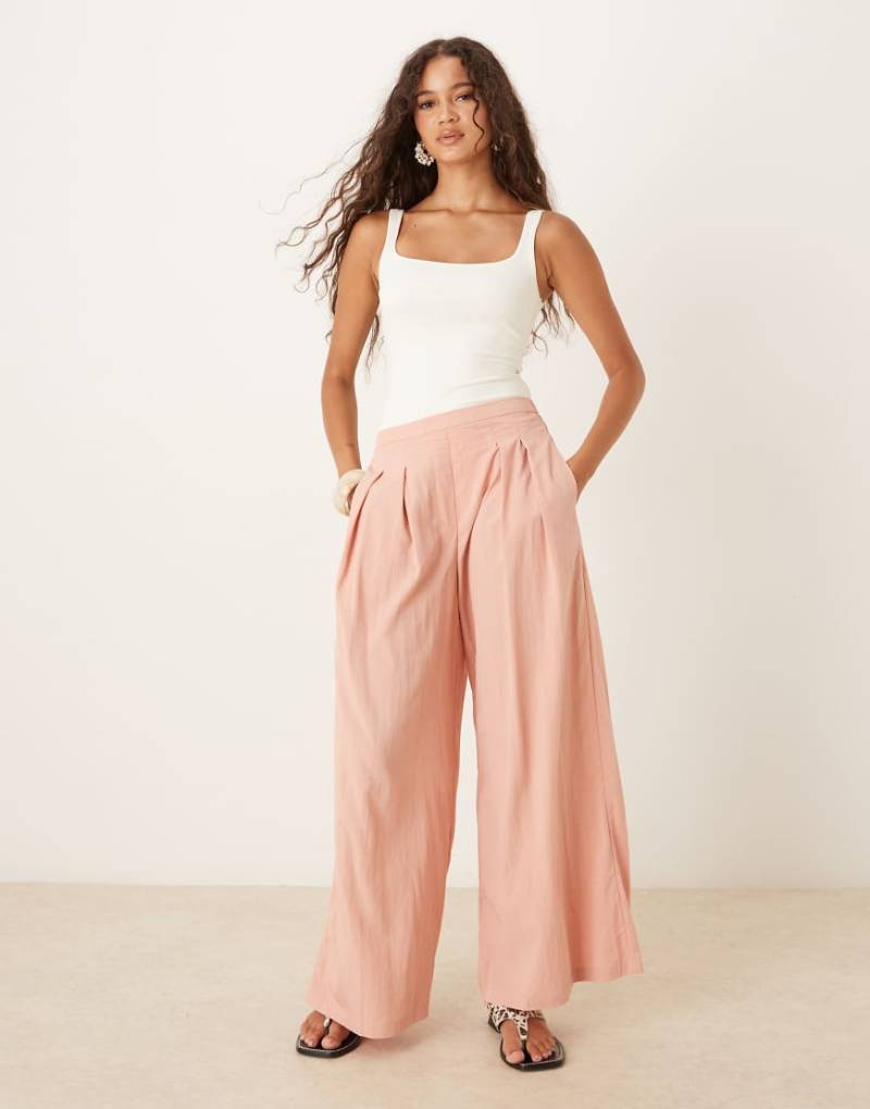 Mango - Leichte Hose in Altrosa mit weitem Bein-Blau von Mango