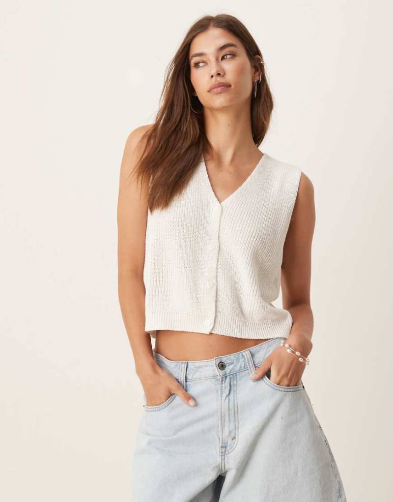 Mango - Leichte Strickweste in Weiß-Neutral von Mango