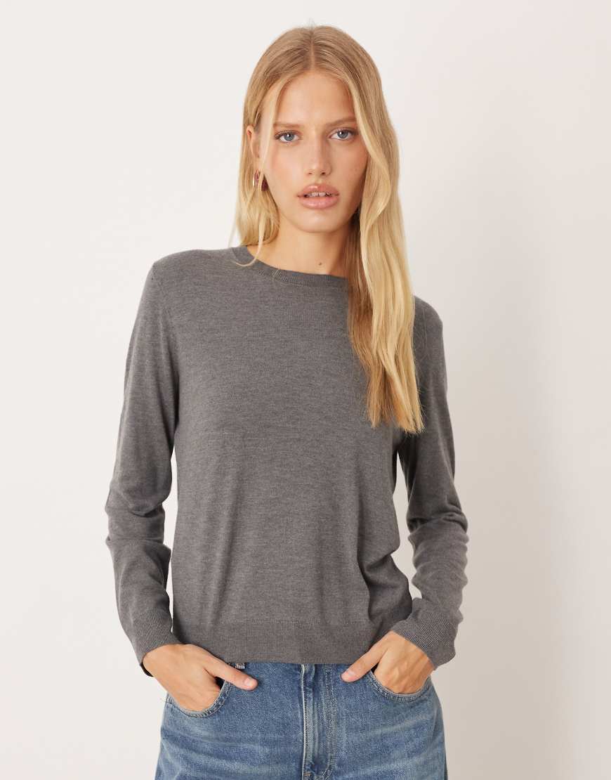 Mango - Leichter Pullover in Grau mit Rundhalsausschnitt von Mango