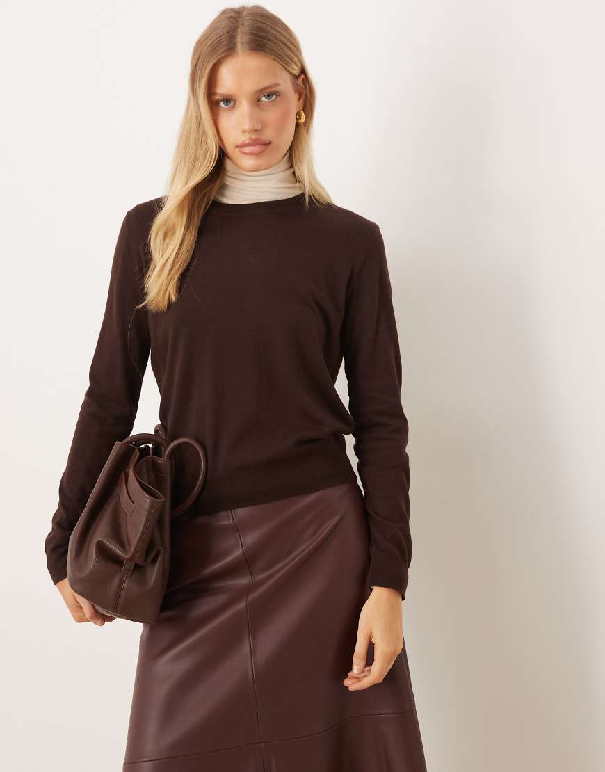 Mango - Leichter Pullover in Schokobraun mit Rundhalsausschnitt-Brown von Mango