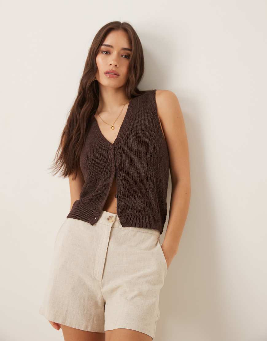 Mango - Leichter Strickpullunder in Braun von Mango