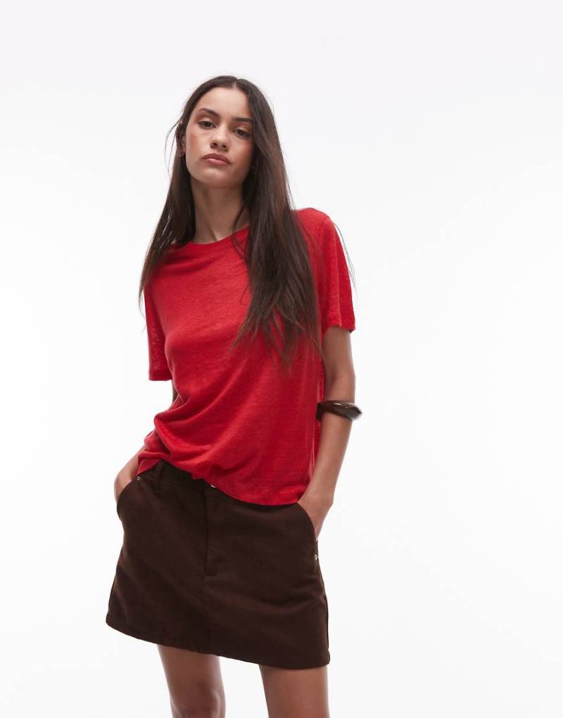 Mango - Leinen-T-Shirt in Rot von Mango