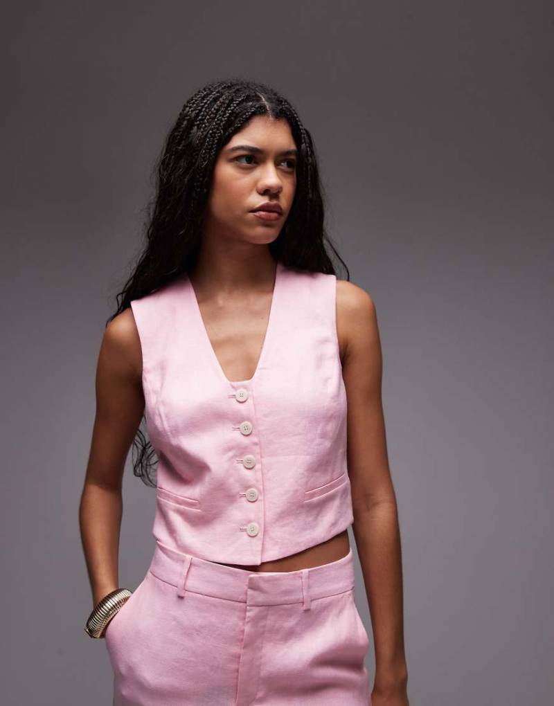 Mango - Leinen-Weste in Rosa, Kombiteil von Mango