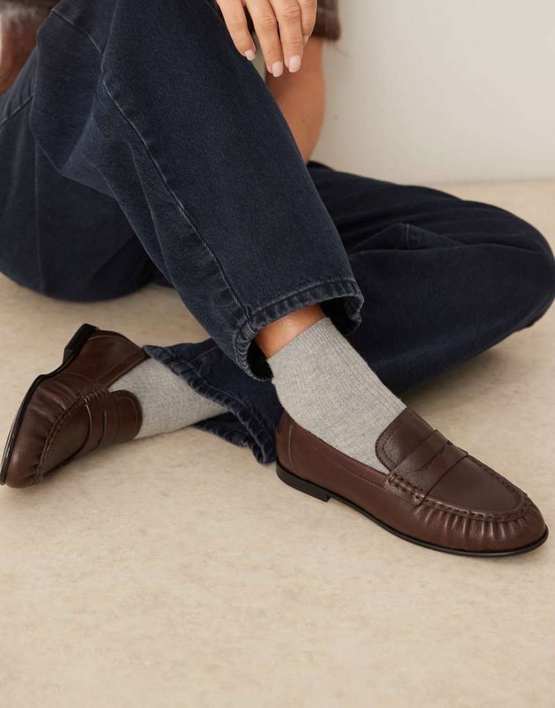 Mango - Loafer aus 100% Leder in Dunkelbraun-Brown von Mango