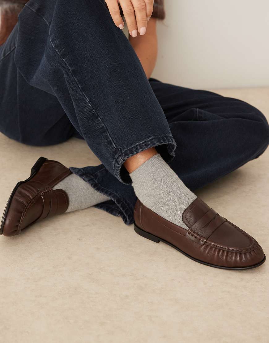Mango - Loafer aus 100% Leder in Dunkelbraun-Brown von Mango