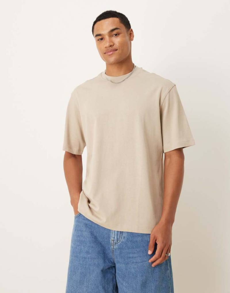 Mango - Locker geschnittenes T-Shirt aus 100% Baumwolle in Hellbeige-Neutral von Mango