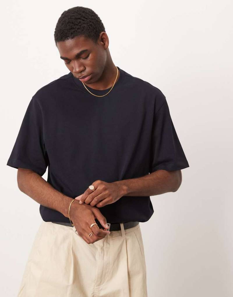 Mango - Locker geschnittenes T-Shirt aus Baumwolle in Marineblau von Mango