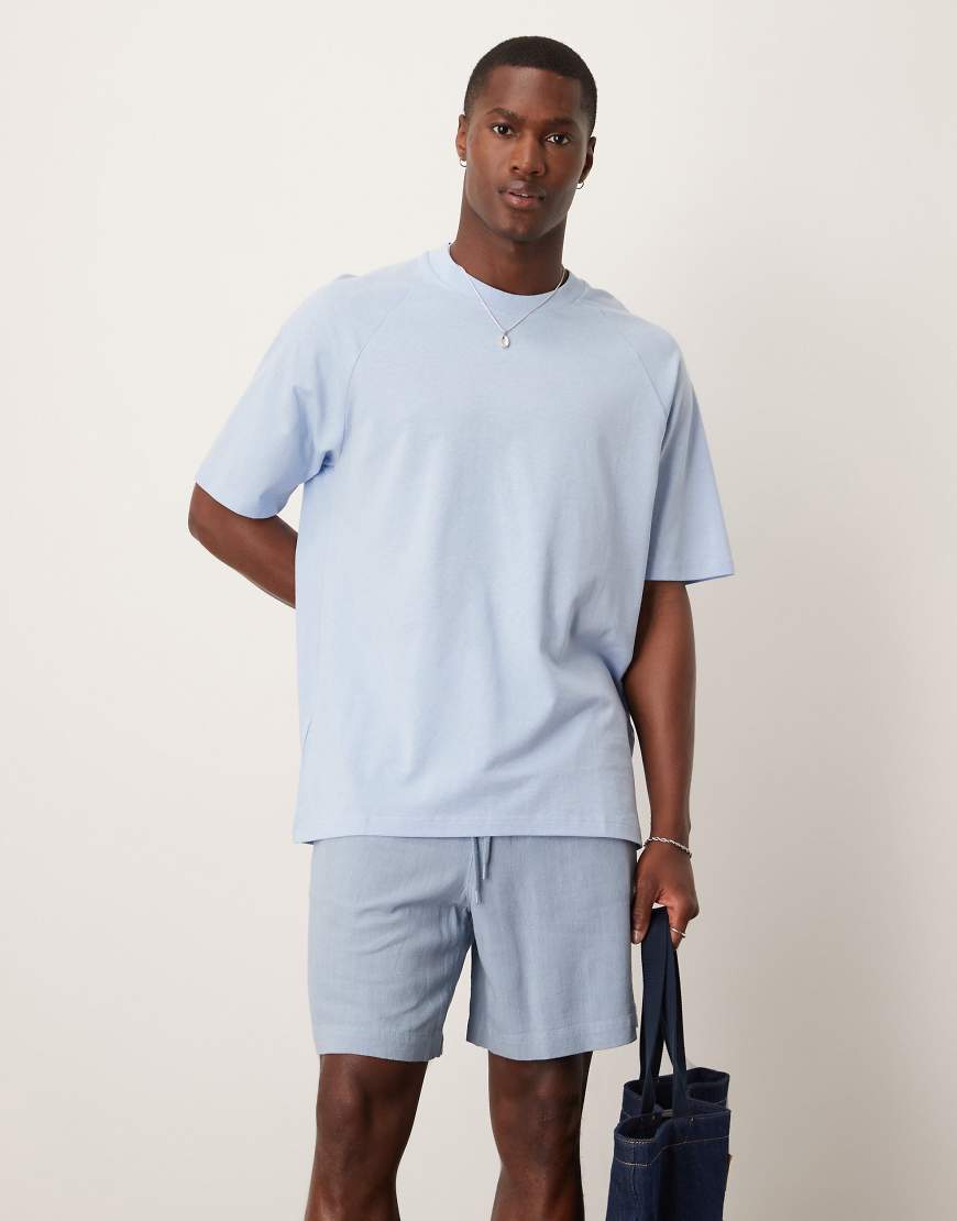 Mango - Locker geschnittenes T-Shirt aus Leinenmix in Blassblau von Mango