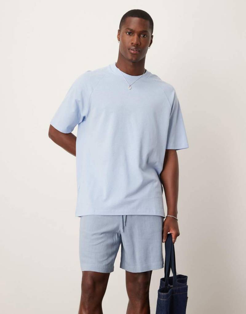 Mango - Locker geschnittenes T-Shirt aus Leinenmix in Blassblau von Mango
