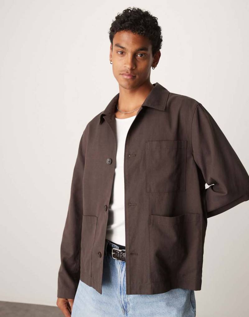 Mango - Lockere Jacke in Braun-Marineblau von Mango