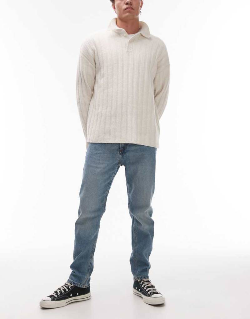 Mango - Ben - Lockere schmale Jeans in verwaschenem Mittelblau von Mango
