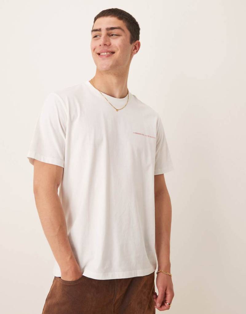 Mango - Lockeres T-Shirt in Weiß mit Rückenprint von Mango