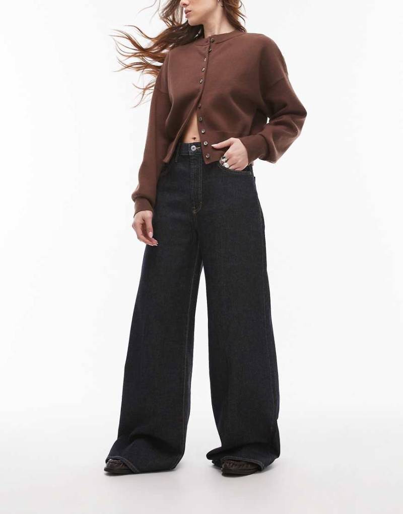 Mango - Elise - Longline-Jeans in Dunkelblau mit weitem Bein von Mango