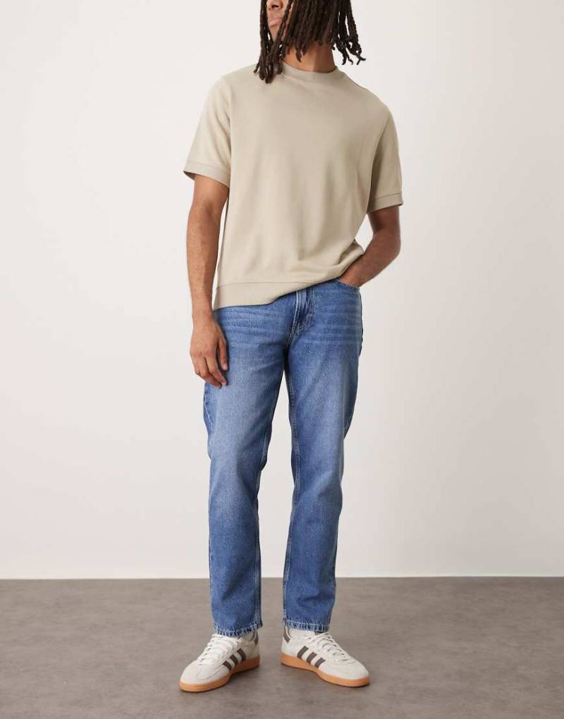 Mango - Lori - Straight Jeans aus Baumwolle in Mittelblau von Mango