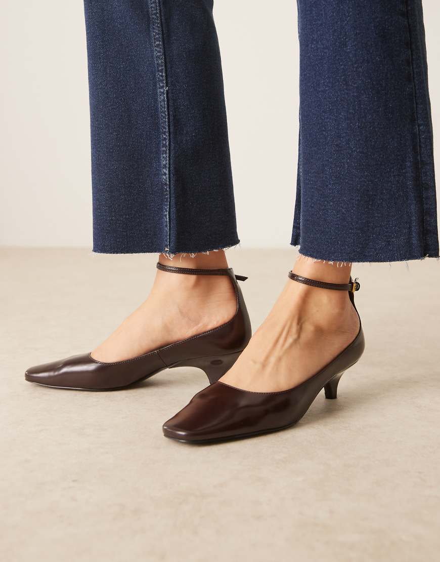 Mango - Mary-Jane-Schuhe in Dunkelbraun mit Pfennigabsatz und Knöchelriemen-Brown Mango - Mary-Jane-Schuhe in Dunkelbraun mit Pfennigabsatz und Knöchelriemen-Brown von Mango