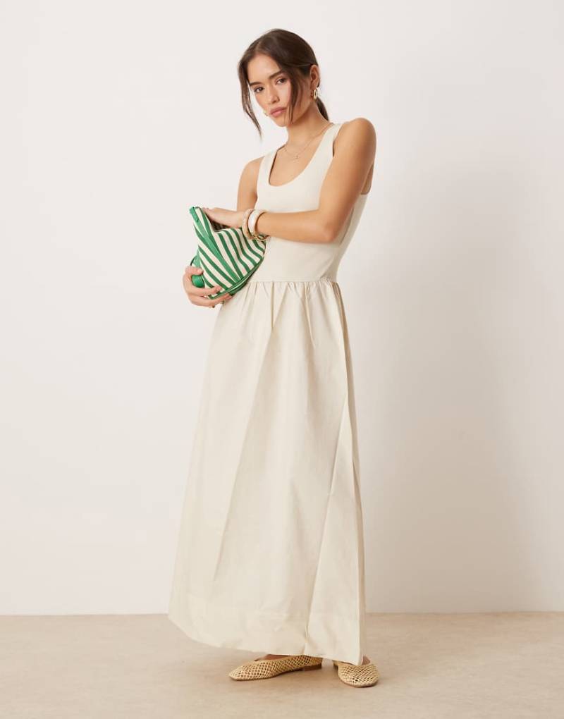 Mango - Maxikleid aus Baumwolle in Ecru mit tiefer Taille-Neutral von Mango