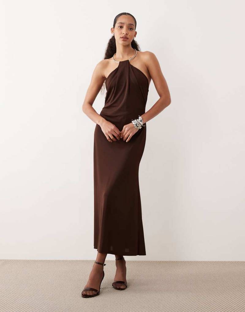 Mango - Maxikleid in Braun mit Ringdetail-Brown von Mango