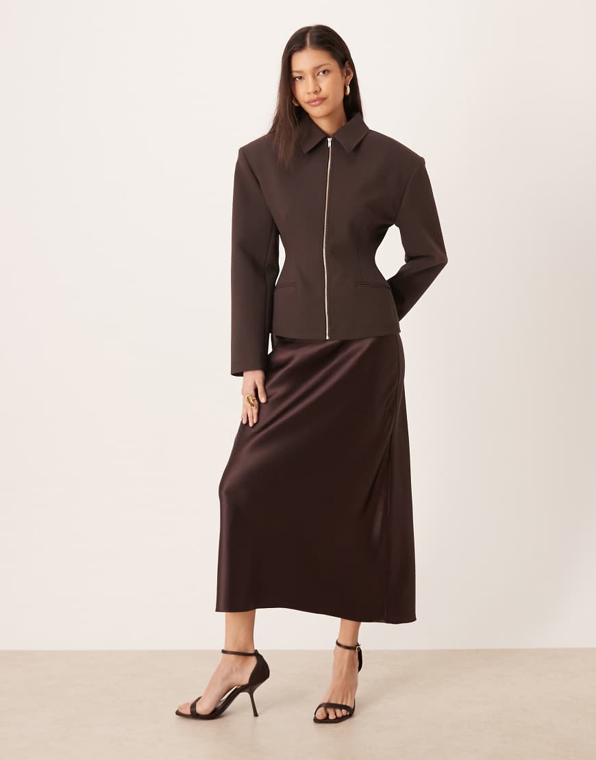 Mango - Maxirock aus Satin in Feige-Lila von Mango