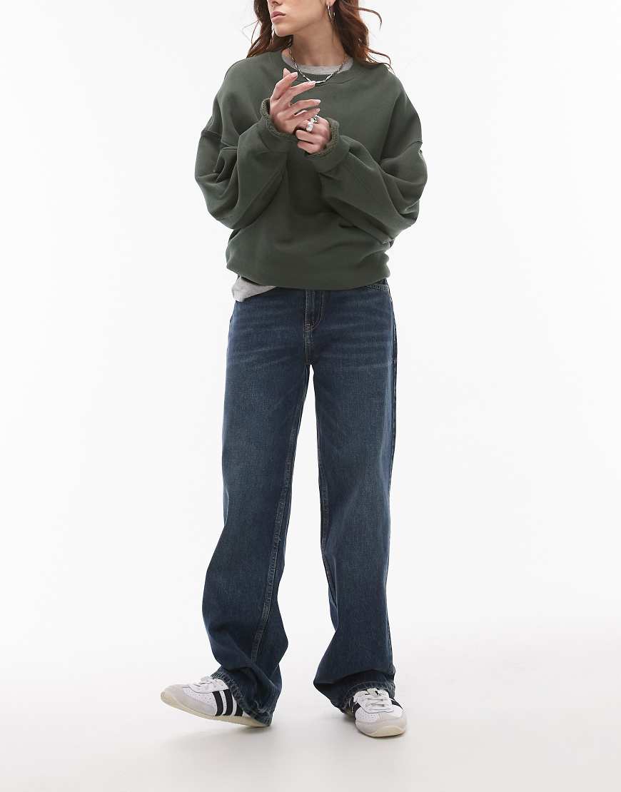 Mango - Miami - Jeans in blauer Vintage-Waschung mit mittelhohem Bund und geradem Schnitt von Mango