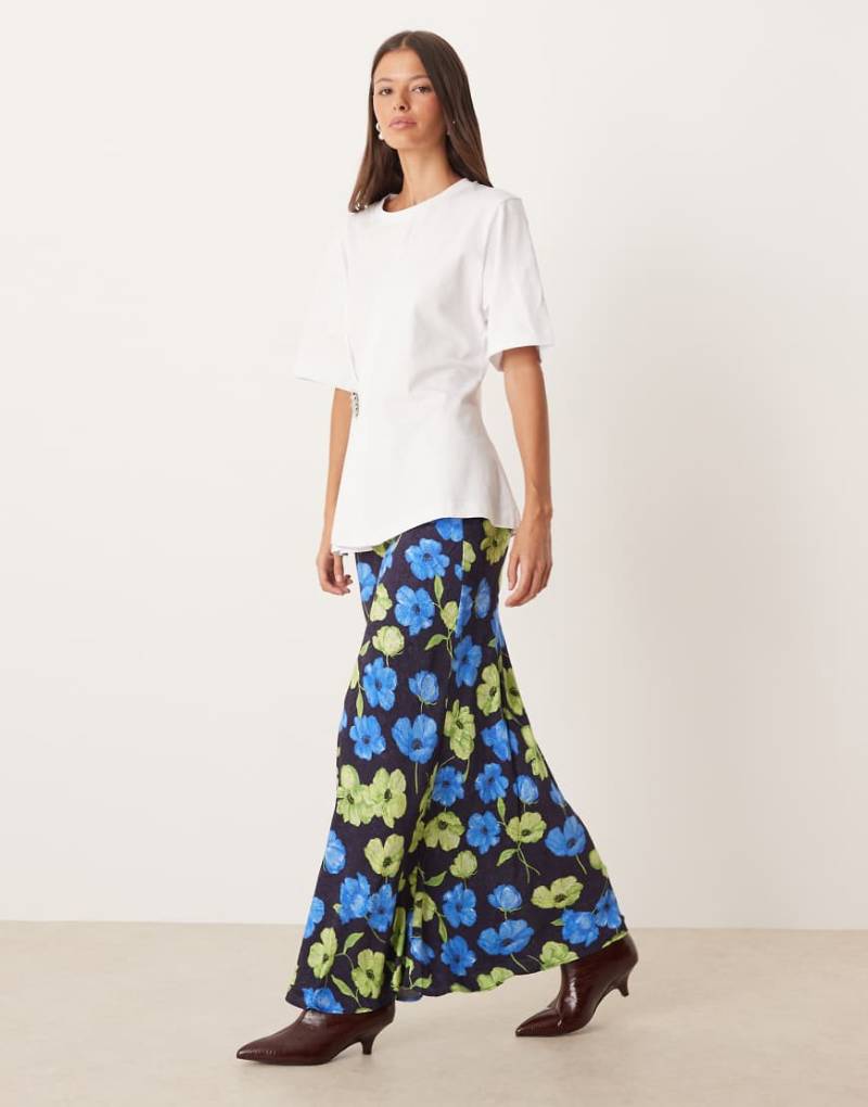 Mango - Midaxirock mit grün-blauem Blumenprint von Mango