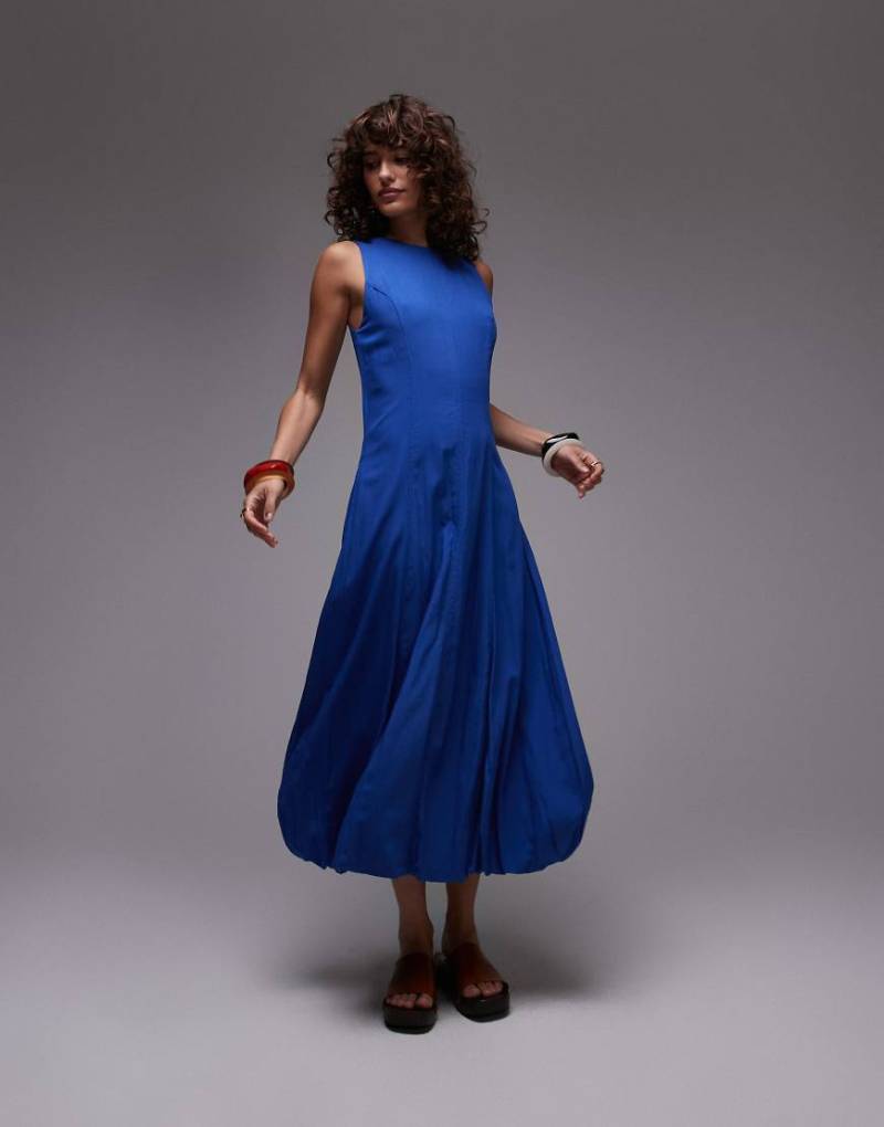 Mango - Midikleid in Blau mit drapiertem Saum von Mango