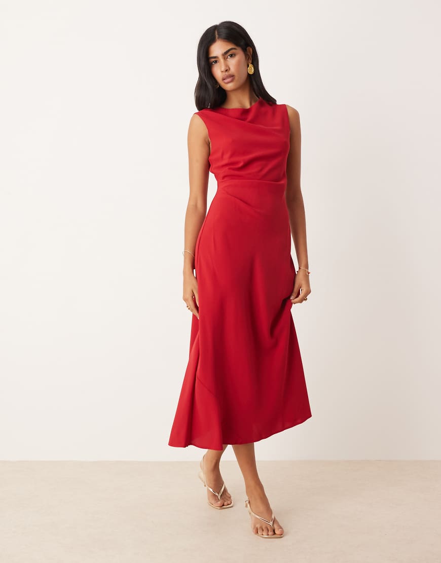 Mango - Midikleid in Rot mit Schlitzausschnitt von Mango