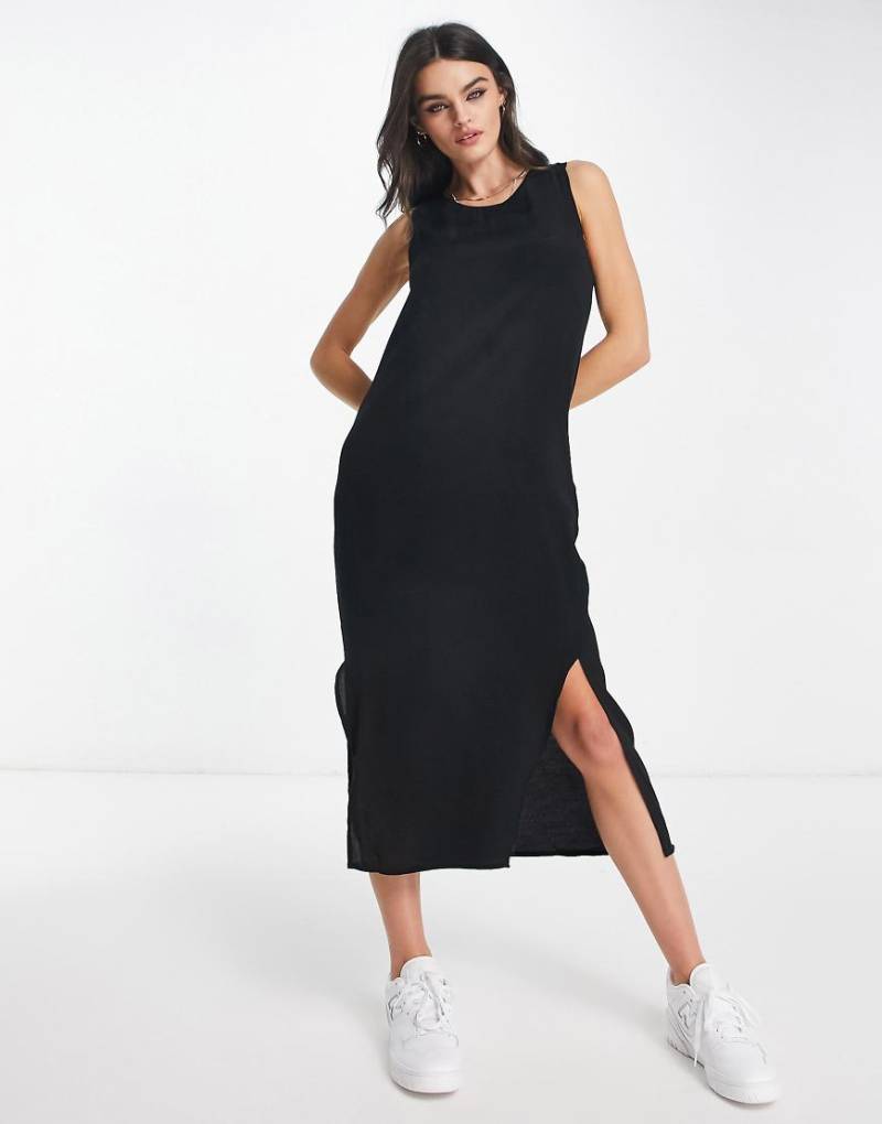 Mango - Midikleid in Schwarz mit überkreuztem Rücken von Mango