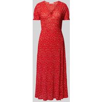 Mango Midikleid mit V-Ausschnitt Modell 'POMI' in Rot, Größe M von Mango