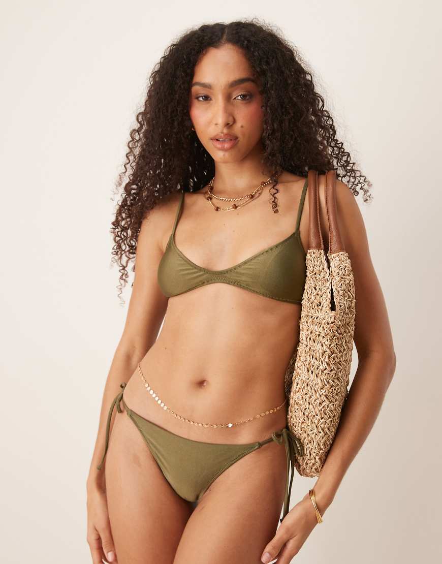 Mango - Mikro-Bikini-Oberteil in Olivgrün von Mango