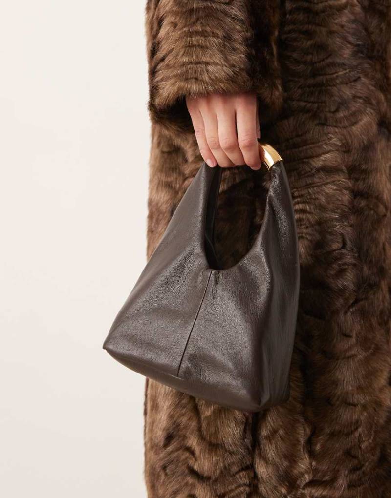 Mango - Mikro-Handtasche in Schokobraun mit goldfarbenen Akzenten-Brown von Mango