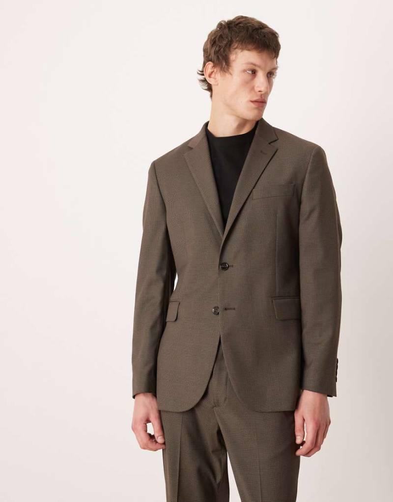 Mango - Milan - Eleganter Slim-Fit-Blazer in kariertem Braun, Kombiteil-Brown von Mango