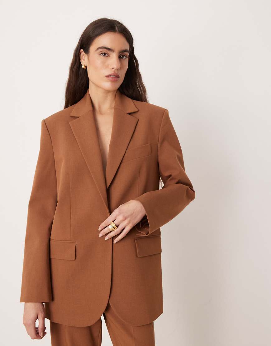 Mango - Milano - Eleganter Blazer in Karamell, Kombiteil-Neutral von Mango