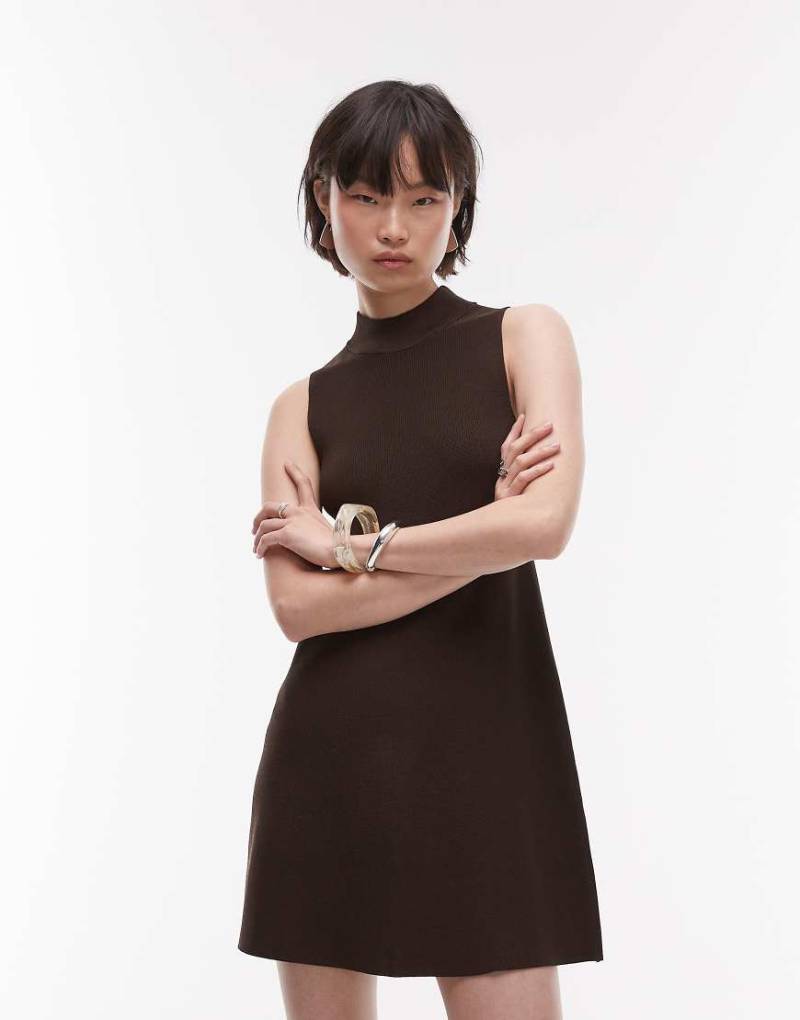 Mango - Minikleid aus kompaktem Strick in Schokobraun von Mango