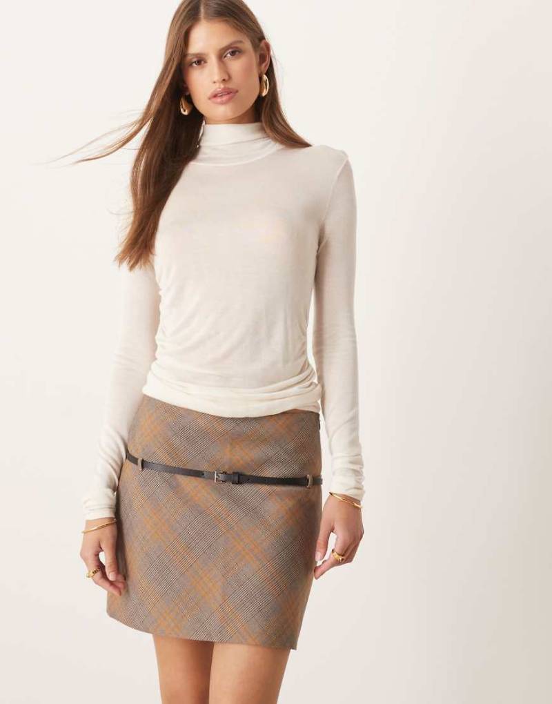 Mango - Minirock in kariertem Braun mit Gürtel-Brown Mango - Minirock in kariertem Braun mit Gürtel-Brown von Mango