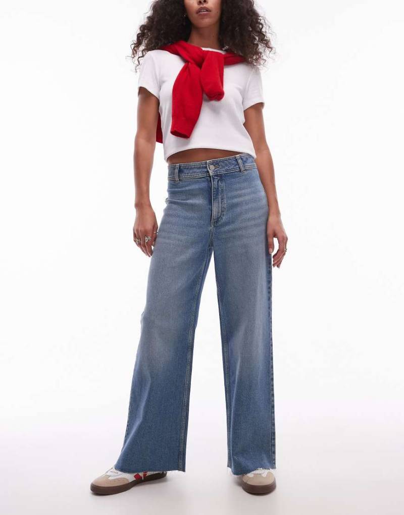 Mango - Mittelblaue Jeans mit weitem Bein von Mango