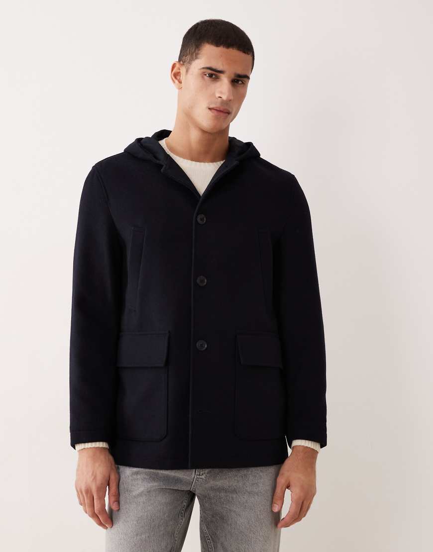 Mango - Mittellange Jacke aus Wollmix in Marineblau von Mango