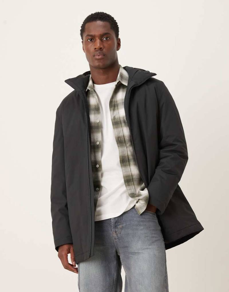 Mango - Mittellanger Parka in Schwarz mit Kapuze von Mango