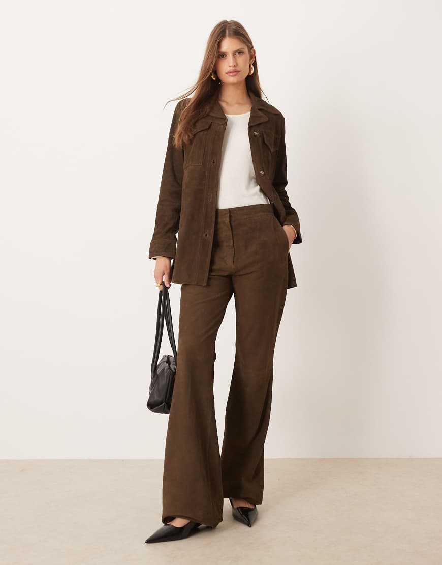 Mango - Monte - Schlaghose aus 100% Leder in Braun, Kombiteil-Brown von Mango