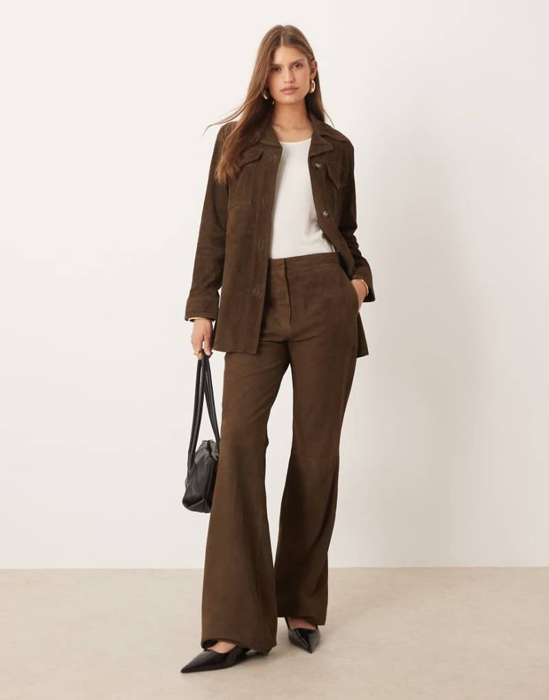 Mango - Monte - Schlaghose aus 100% Leder in Braun, Kombiteil-Brown von Mango