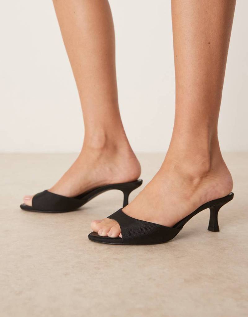 Mango - Mules mit Satin-Finish in Schwarz und Absatz von Mango