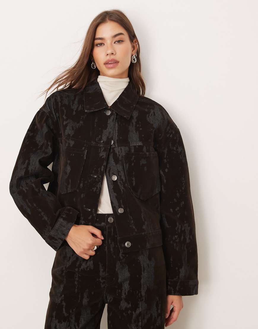 Mango - Olimpiap - Jacke aus strukturiertem Baumwollmix in Schokobraun, Kombiteil-Brown von Mango