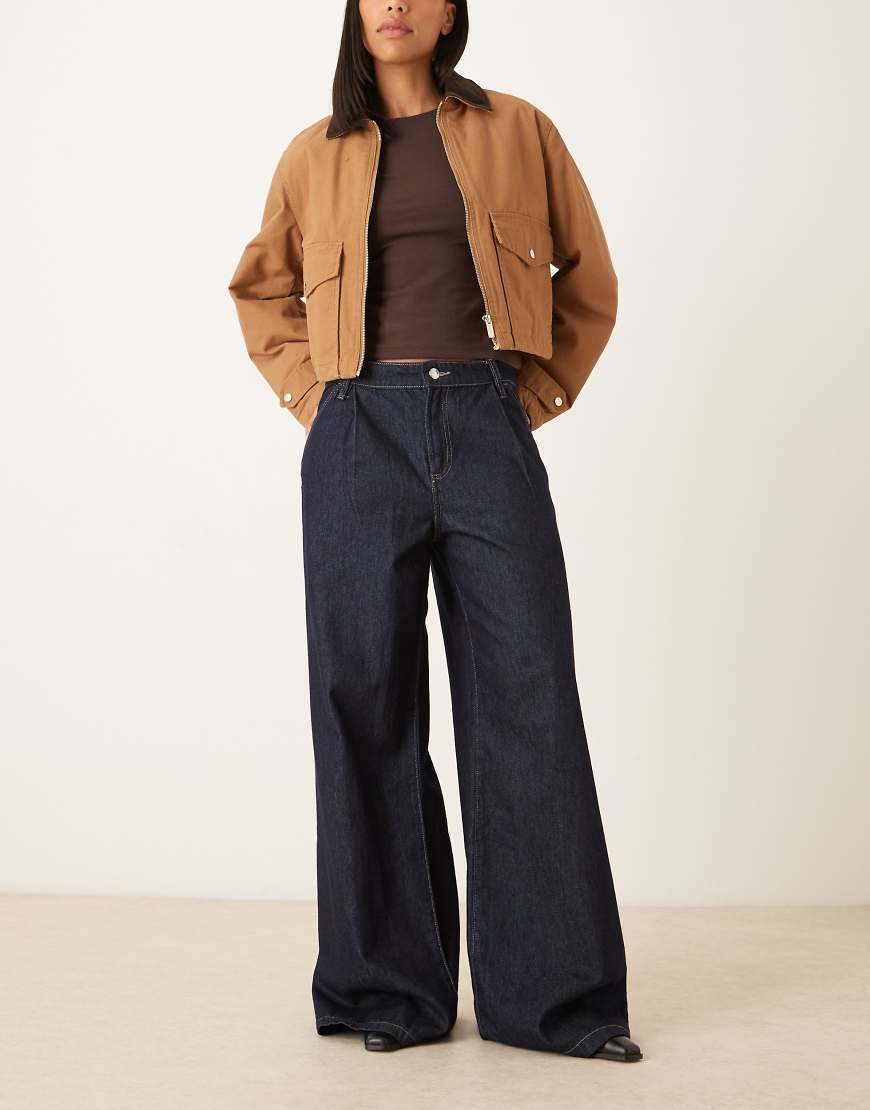 Mango - Ona - Weite Jeans aus 100% Baumwolle in Indigoblau mit Bundfalten von Mango