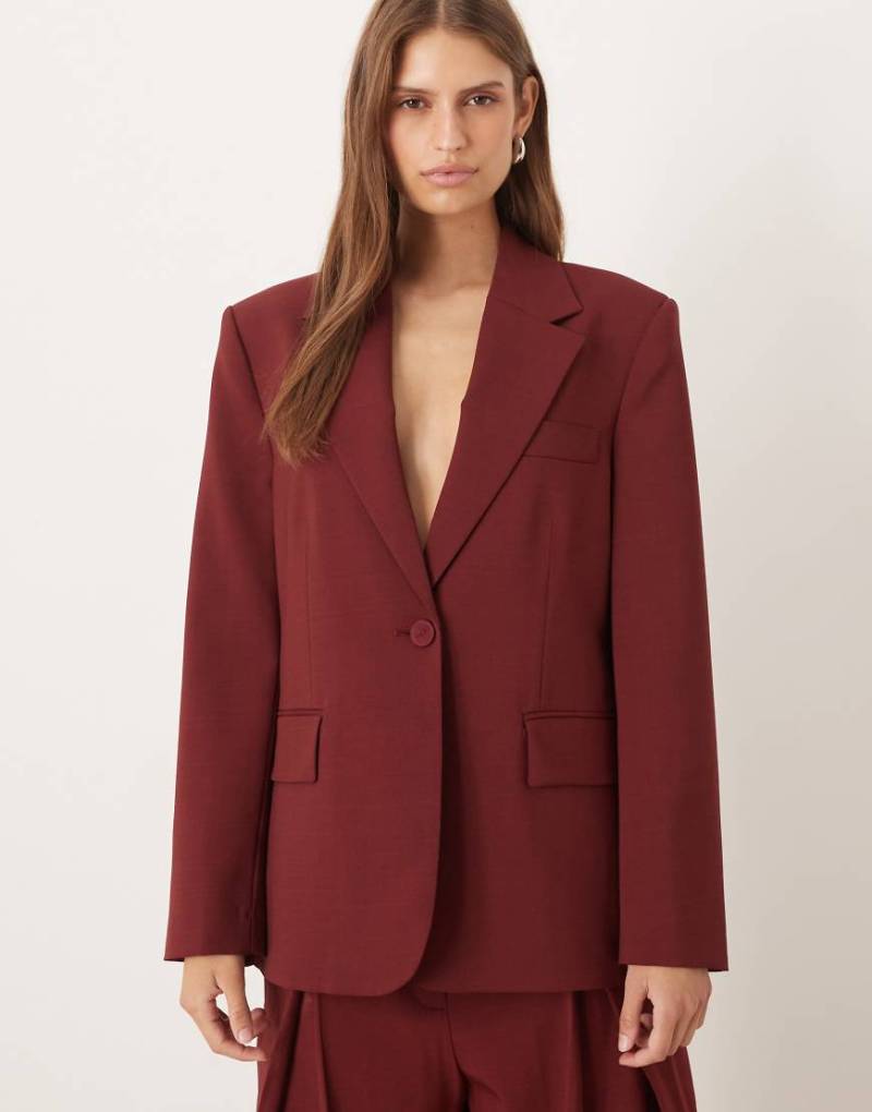 Mango - Dani - Oversize-Blazer in Dunkelrot, Kombiteil von Mango
