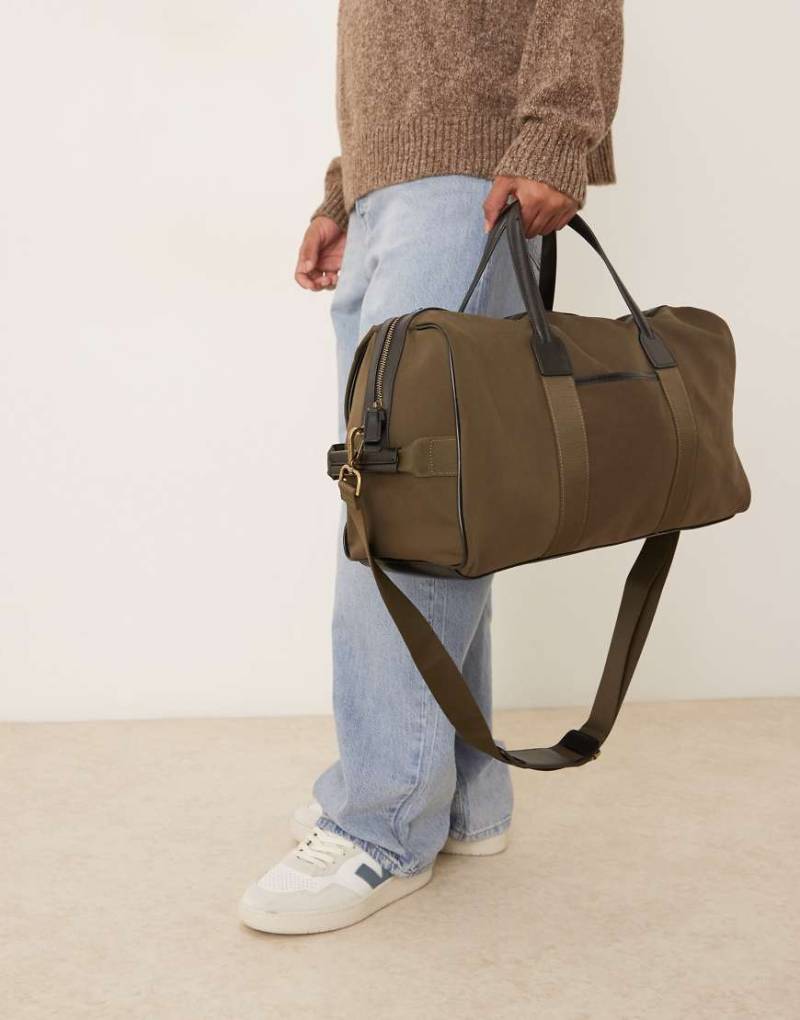 Mango - Oversize-Bowlingtasche aus Wildleder in Khaki-Grün von Mango